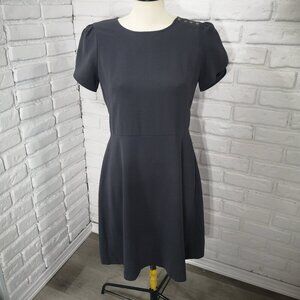 Loft Ladies Size 8 Dark Grey Fit & Flare Back Zip Dress